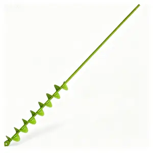 Green Auger Drill Bit for Planting, No Squat Post Hole Digger for 3/8" Hex Drive, 32 x 2 Inch Upgraded Elongated Auger, 100% Solid Barrel Extended Length Heavy Duty, Intensive Blades Auger Bit with Hex Drive for Digging