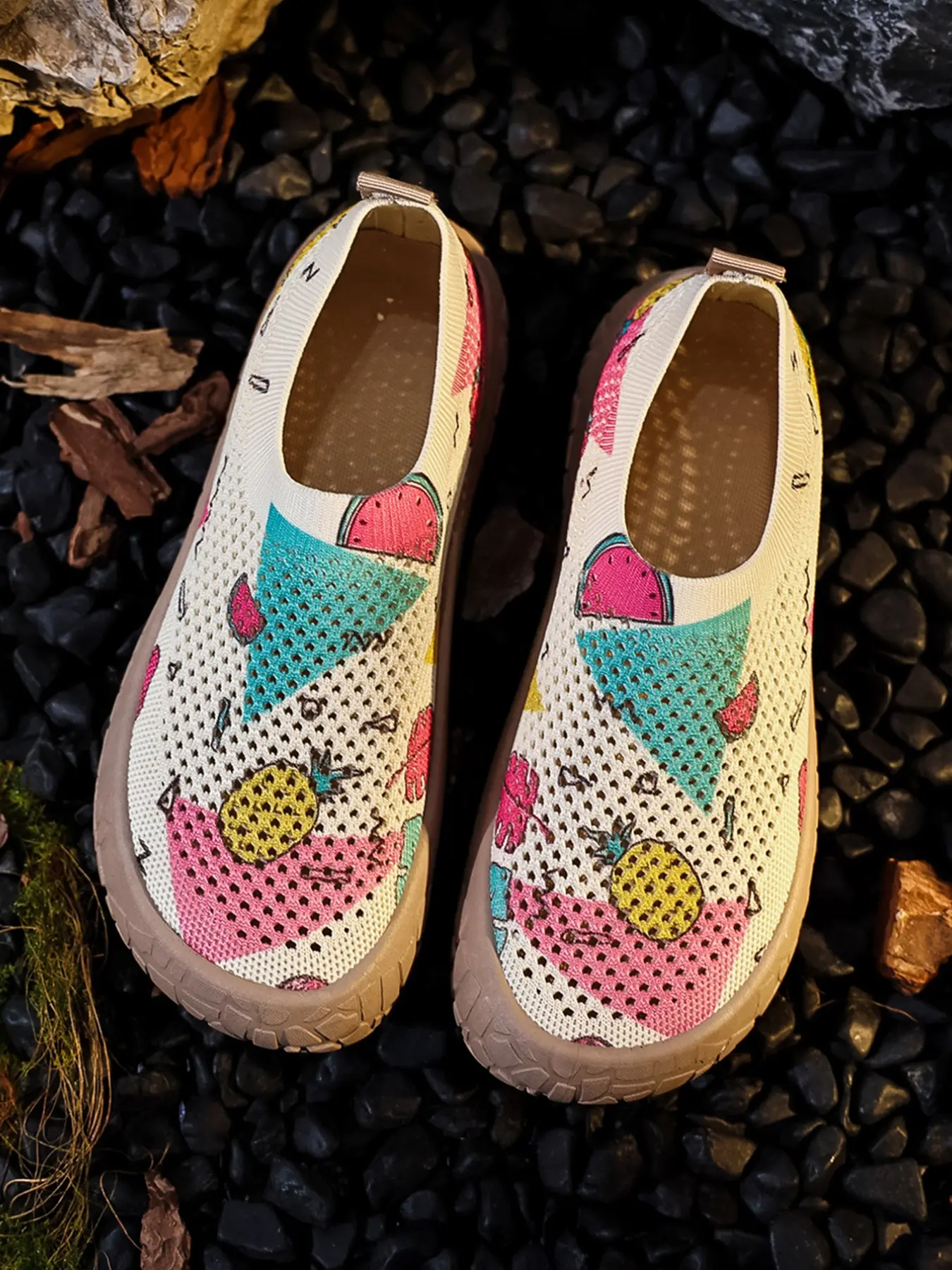 Vintage Floral Hollow Out Flatform Shoes for Women, Comfortable Lightweight Thick Sole, Casual Round Toe Textile Shoes for All Seasons