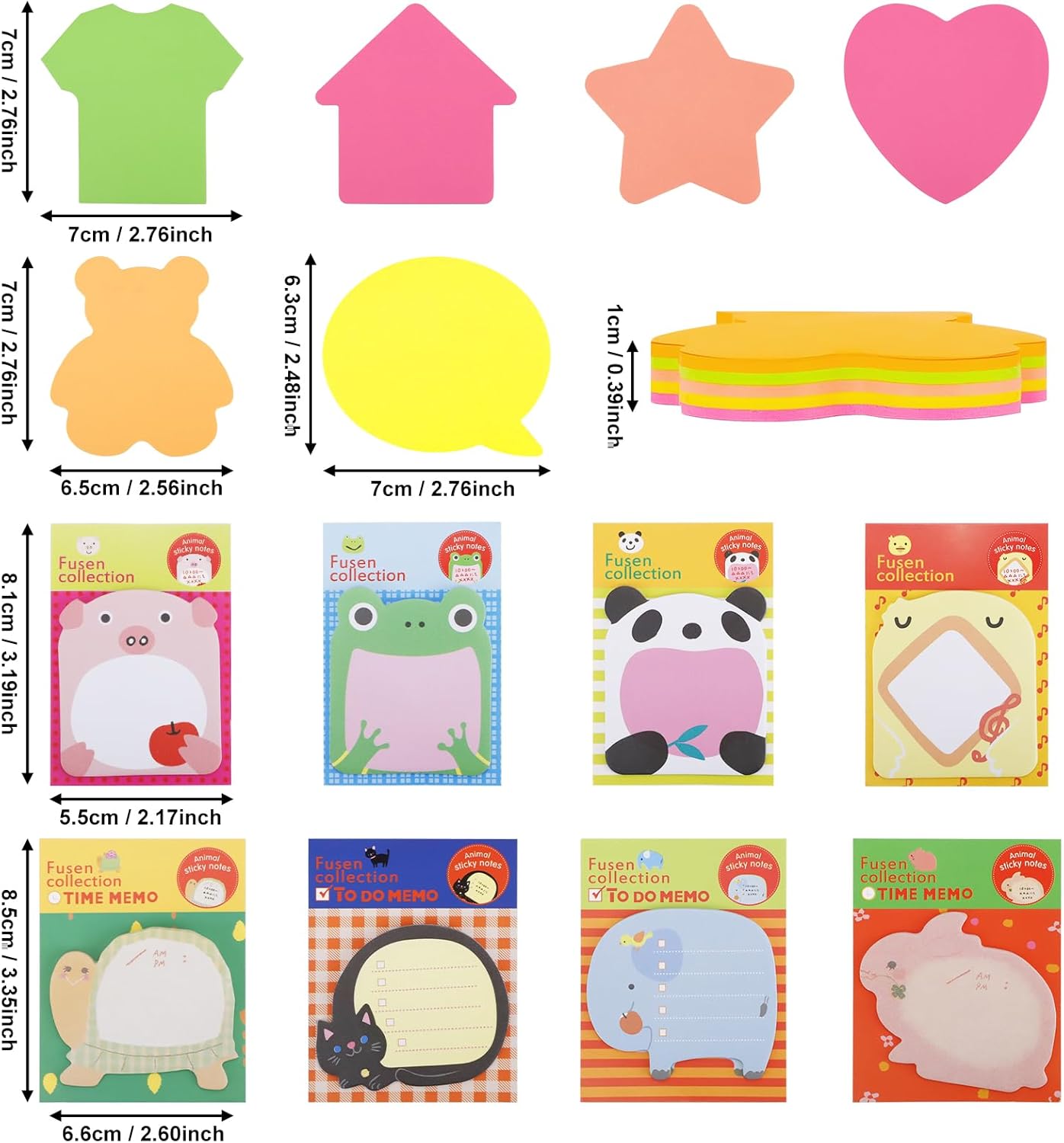 Sticky Notes, Self-Stick Removable Shaped Sticky Note - 14 Pads - 100 Sheets 6 Pad Shaped Note -20 Sheets 8 Pad  Notes(14 Pack)