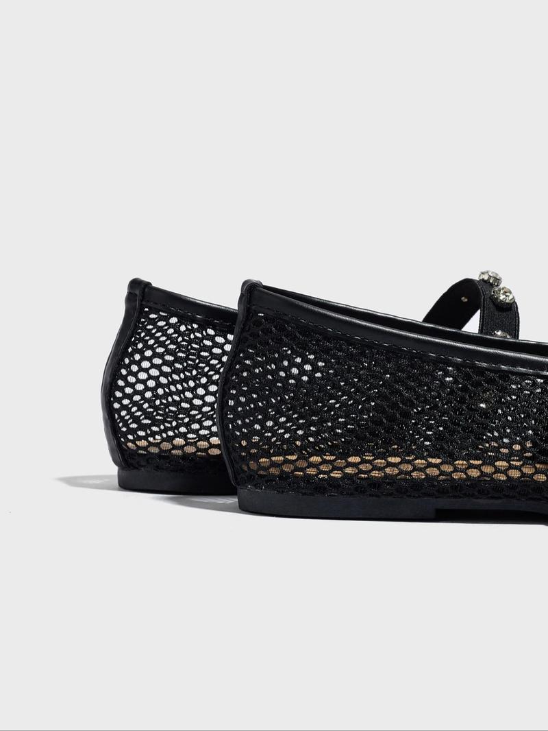 Women's Fashionable Mesh Decorated Flat Sandals, Casual Comfortable Slip on Sandals for Summer, Lightweight Breathable Shoes for Daily Wear, Elegant Minimalist Sandals