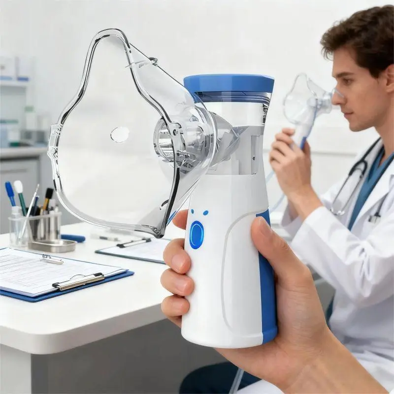 Nebulizer, Portable Handheld Mesh Nebulizer Machine for Adults & Kids, Equipped with Nebulizer Masks, Adjustable Nebulization Rate, USB Power Supply, Respiratory Support for Breathing Problems, Portable Humidifier for Home & Travel