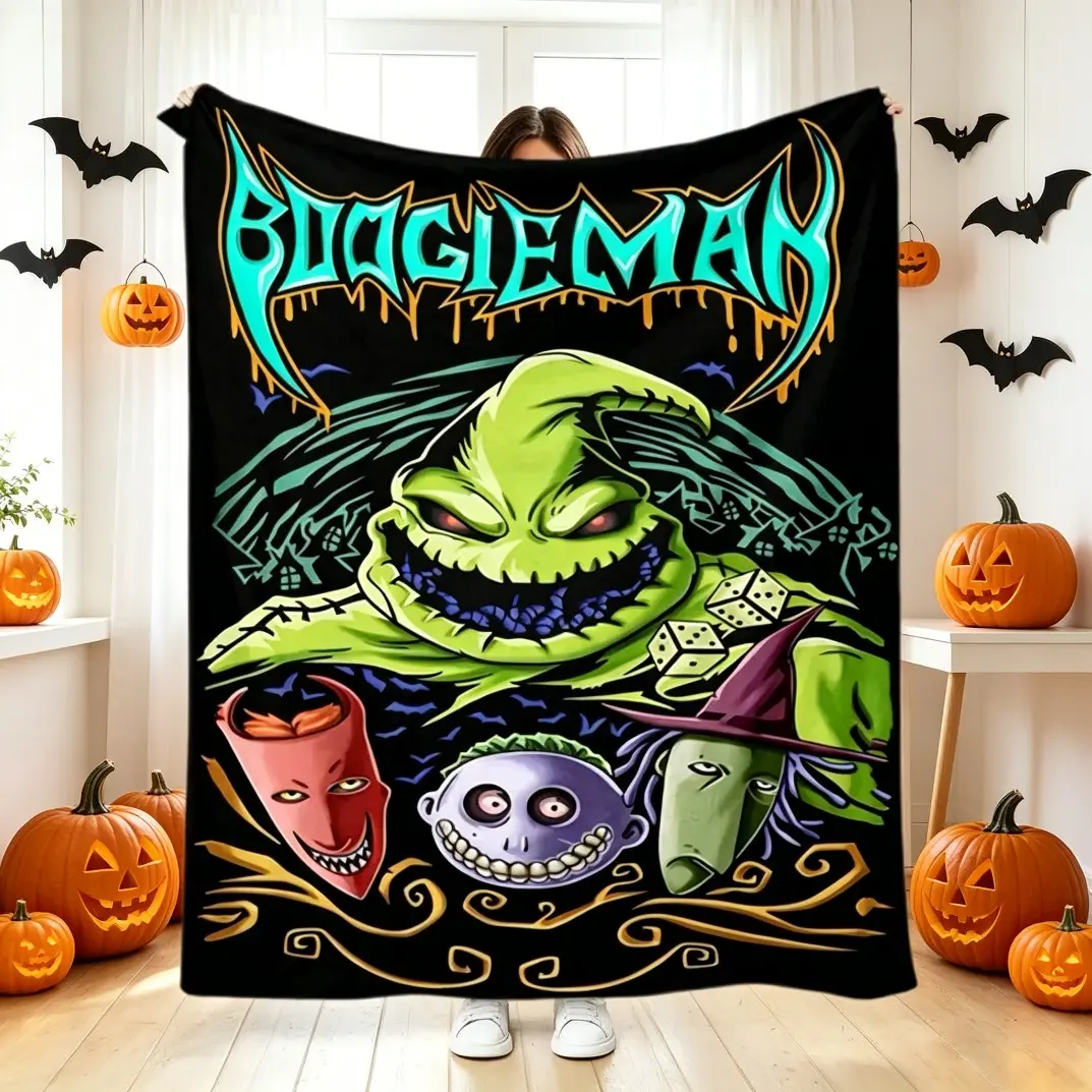 Nightmare Before Christmas Flannel Throw Blanket, Ultra Soft Cozy Plush Fleece Blanket, All Season Sofa Bed Couch Blanket, Adult Kids Home Bedroom Office Decor, Holiday Gift for Fans