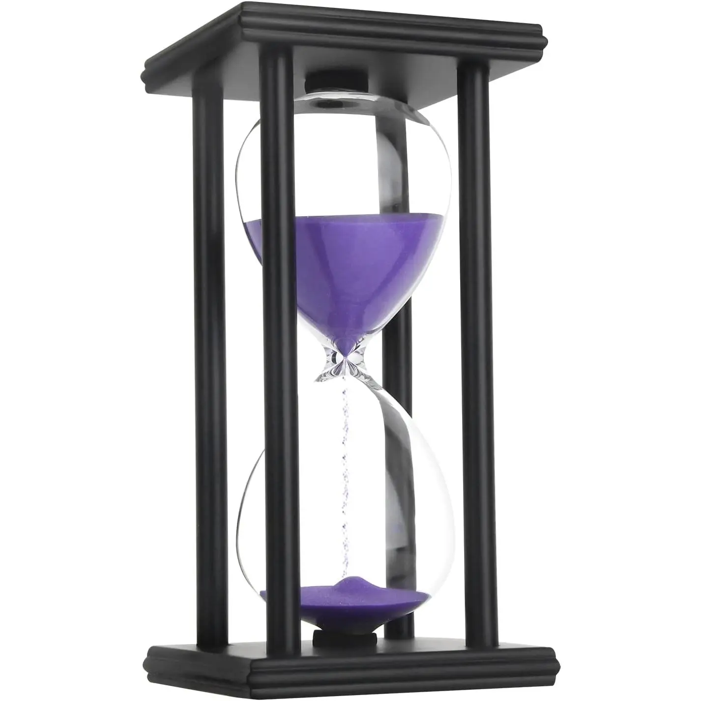 Hourglass Sand Timer,Black Wooden 30/45/60 Minute Sandglass Timer for ,Desktop,Classroom Kitchen Restaurant Office Living Room Decor (60 Min,  Sand)