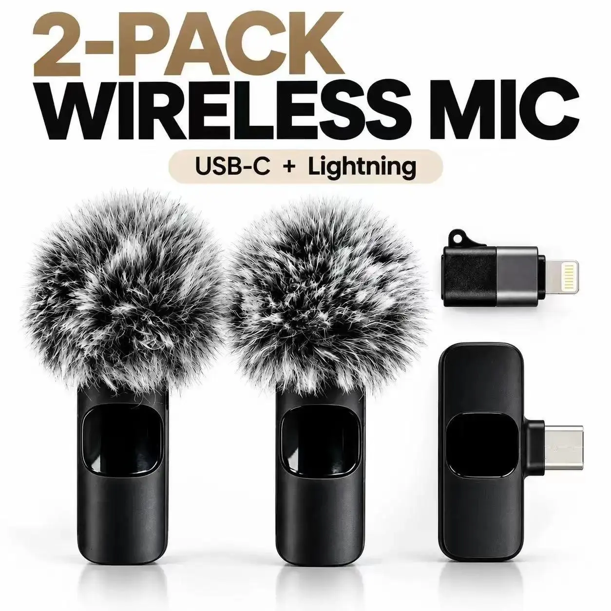 2-Pack Wireless Lavalier Microphone Set for Smartphones – Professional Stereo Audio Recording, Noise Isolation, Plug-and-Play Operation, Must-Have Gear for Vloggers, Digital Creators, Podcasters & Content Creators