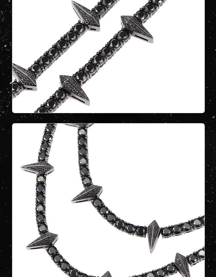 [ICE HUE]18K Gold Vacuum Plated Copper with 5A+ Sri Lanka Zircon Black SpikeNecklace Miami Italy Mexico & Micro Inspired for Women & Men Luxury Jewelry,Daily Wear,Casual Fashion,Gift Idea,,Classic,Minimalist,Simple,Sporty Style