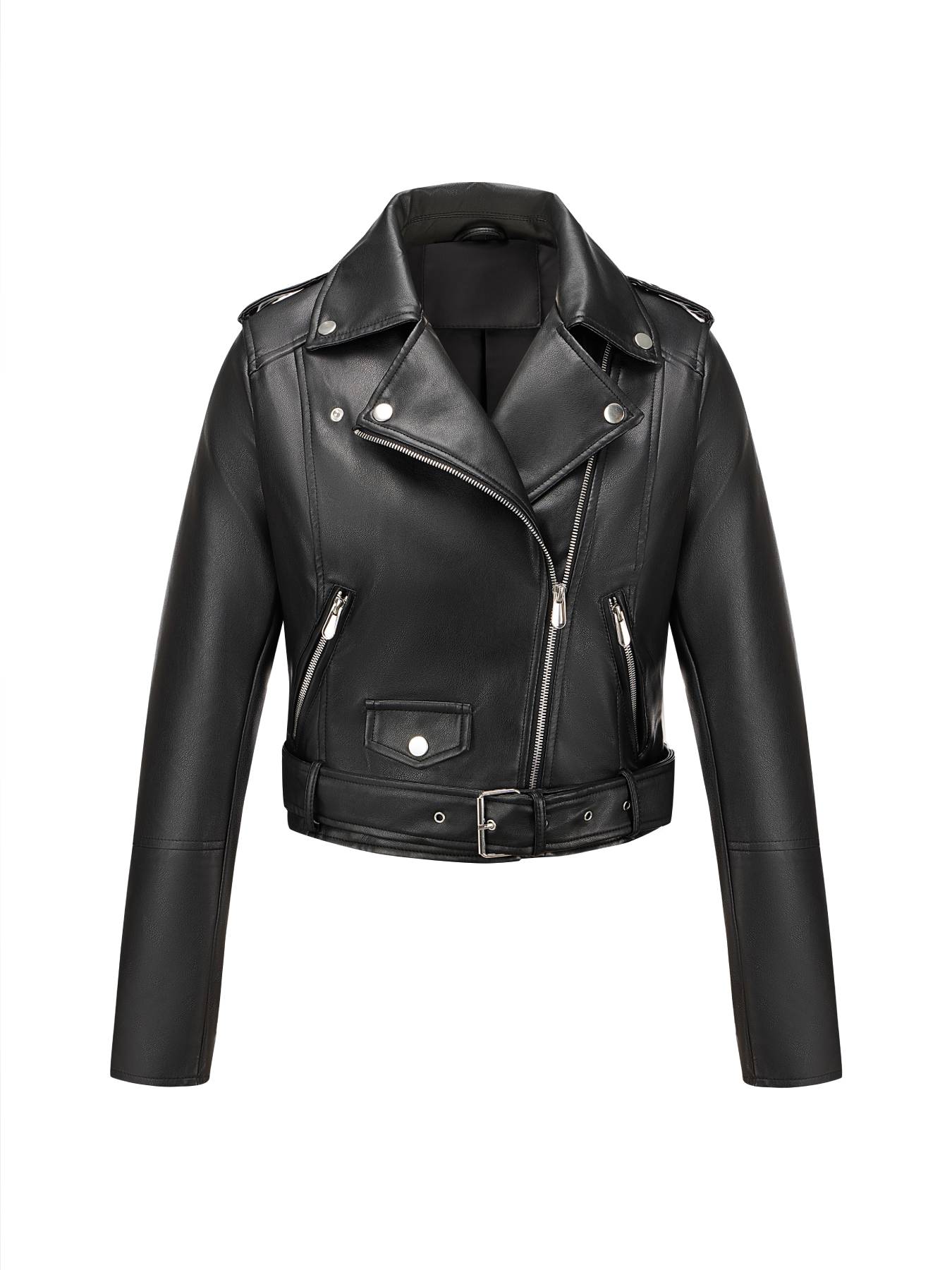Women's Fitted PU Leather Jacket, Casual Fashion Jacket for Daily Wear, Ladies Clothes for All Seasons, Coats