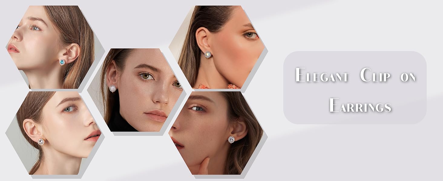 MILACOLATO Elegant Clip on Earrings for Women Crystal Wedding Earrings Clip on Rhinestone Dance Competition Stage Opera Performance Earrings Formal Earrings for Brides Bridesmaids Non Pierced Jewelry