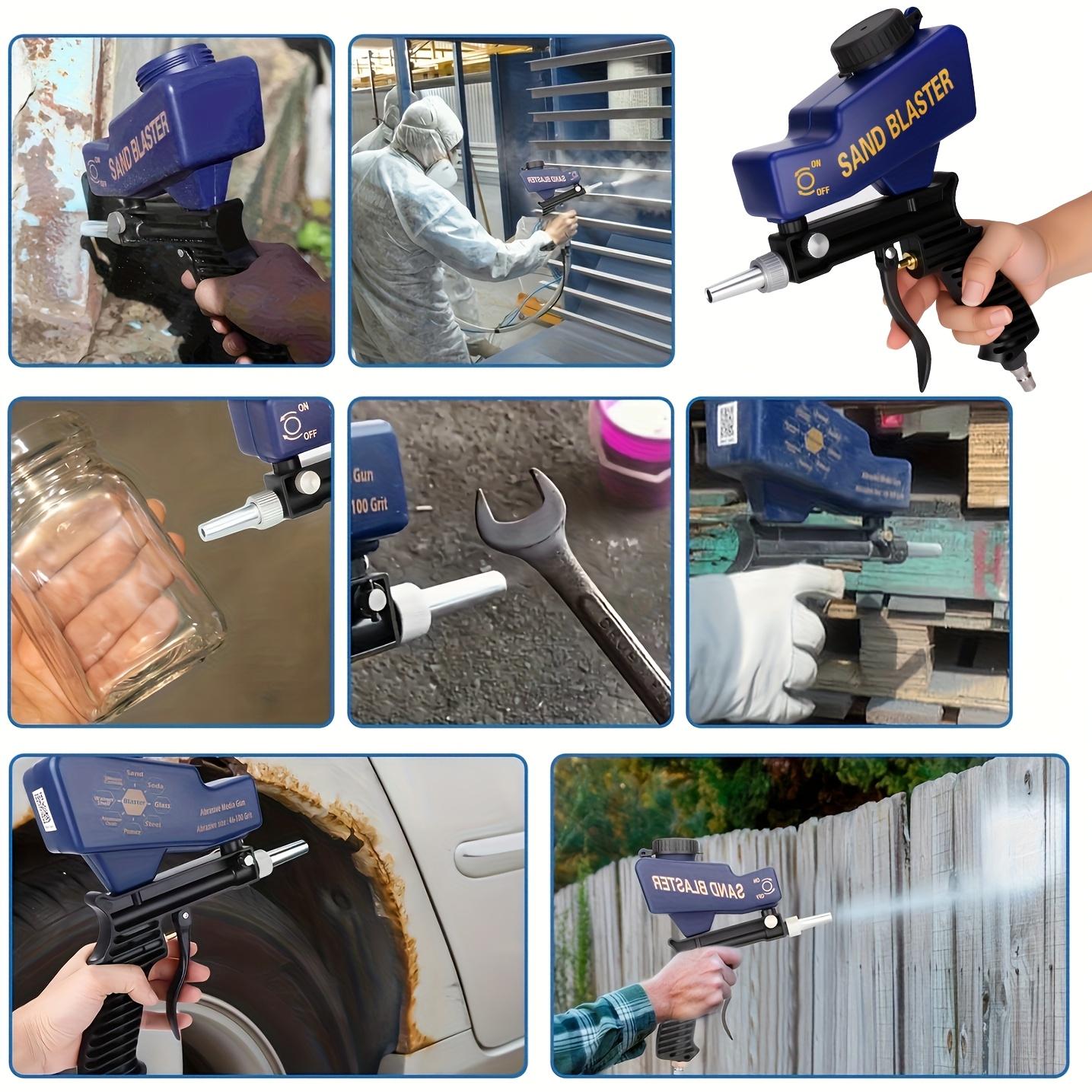 Portable Ergonomic Sandblaster for Paint and Rust Removal, 600cc Capacity, Adjustable Gravity Feed, Compatible with Multiple Abrasives, Sandblasting Tools