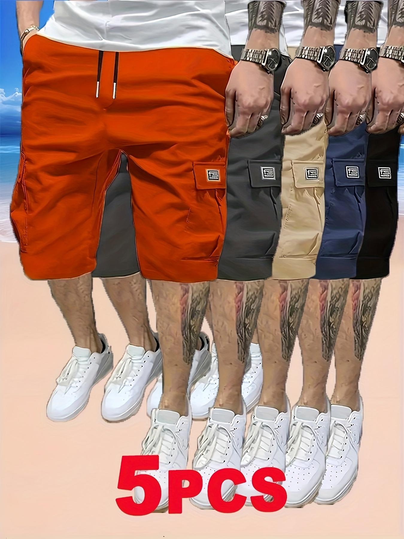 Men’s 5-Pack Lightweight Cargo Shorts, Summer Trendy Casual Shorts, Multi-Pocket Design, Durable Fabric, Anti-Pilling, Wear-Resistant, Tear-Resistant, Comfortable and Breathable, Stylish and Versatile, Suitable for Outdoor Leisure Menswear