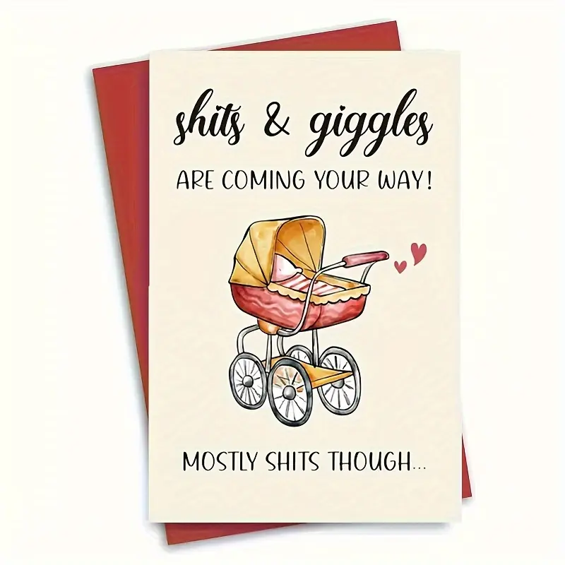 1 cute newborn greeting card, fun baby shower greeting card, Message Card