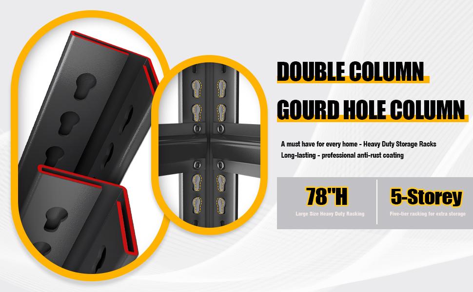 Heavy-Duty Adjustable and Demountable Metal Shelving Units - Boltless Assembly Garage Storage Racks with Fencing, Suitable for Warehouses, Basements, and Workshops - Shelving System, Easy to Use, Practical Shelving