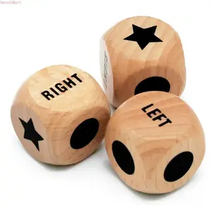 3 Pcs Left Right Center Game Dice Set, 1 Inch Natural Wooden Dice, Fun Party Game Gadgets, Portable Entertainment Accessories for Family Gatherings, Travel and Daily Use