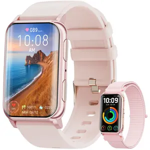 Women's 1.57 Curved HD Smart Watch,Call Enabled Fitness Tracker | 120+ Sports Modes,Heart Rate & Sleep Monitor,Dual Straps,Compatible with iOS & Android (Pink) Health Smartwatch