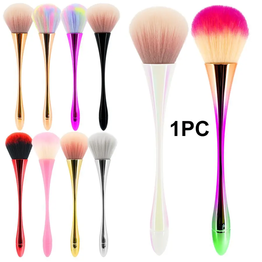 10 Styles 1PC Nail Dust Cleaning Brush Professional Nail Art Make Up Brushes Long-Handled Super Fluffy Dust Removal Manicure Tools