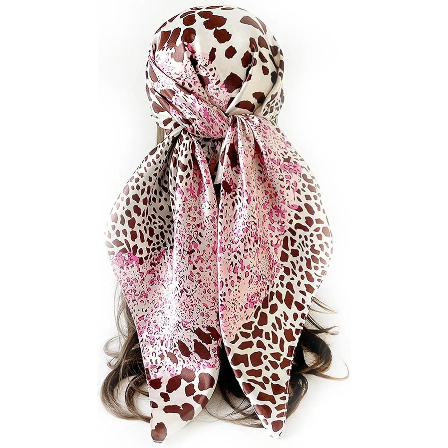 Women's Silky Satin Large  Scarf Leopard/Paisley  Scarves Square Hair Wrapping Sleeping Bandana 35in