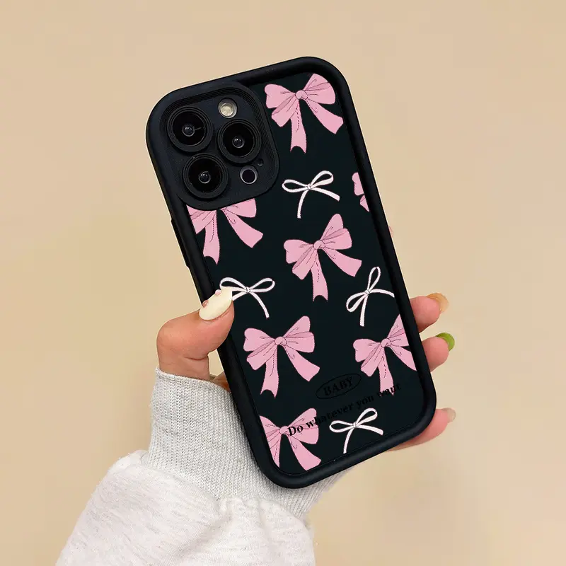 Phone Case: Pink Bow Pattern For iPhone 17 16 15 14 13 12 11 PRO MAX PLUS 17AIR 16E 17E 13mini 12mini XSMAX X XS Samsung S26 S25 S24 S23 S22 21 ULTRA PLUS A54 A53 A52 A36 A35 A33Military-Grade Shockproof Case Full Coverage TPU Armor Cover