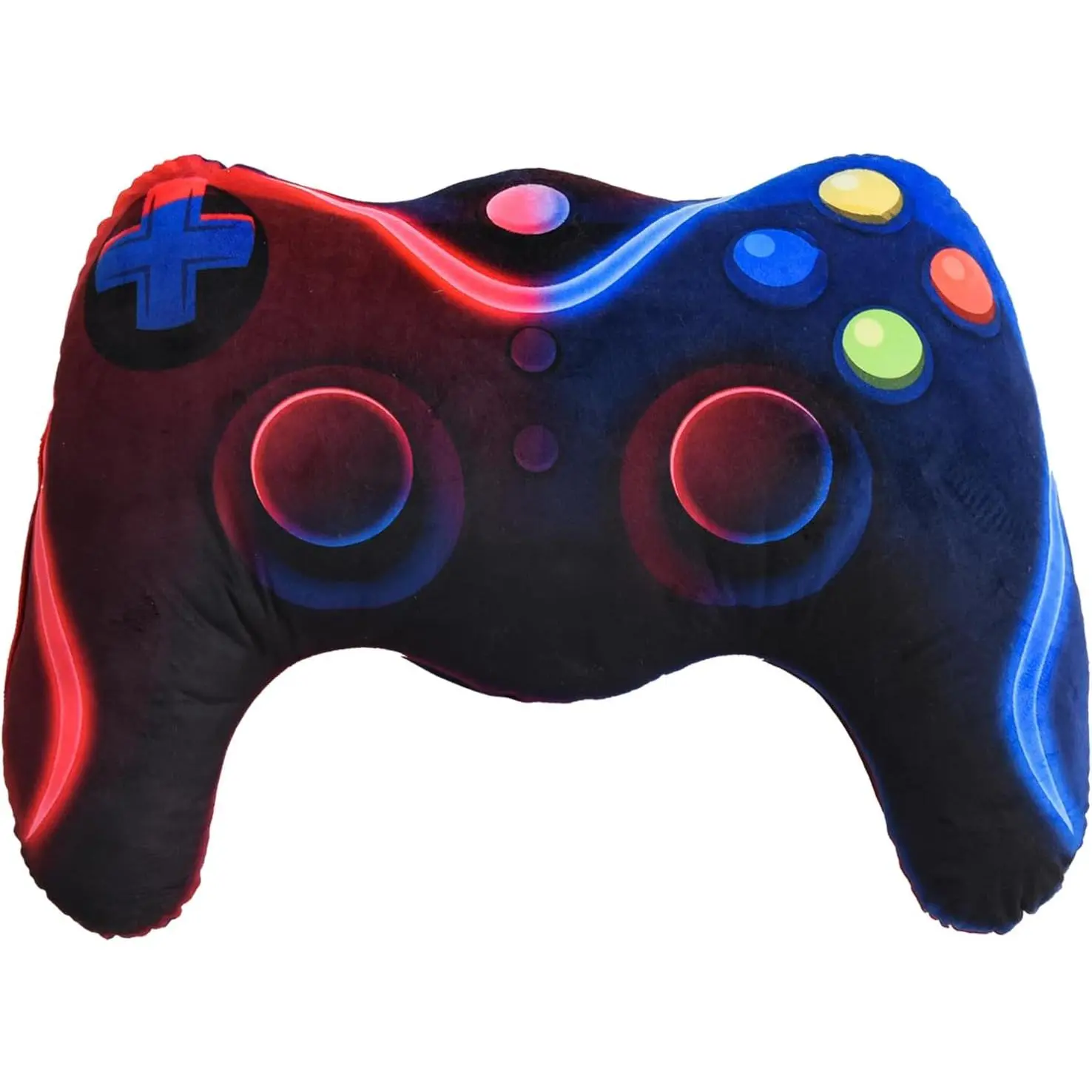 Plush Fabric Game Controller-Shaped Throw Pillow Cushion, Red-Blue Large Home Decor for Sofa, Computer Chair, Great Gift for Teen Gamers, Gamer Room