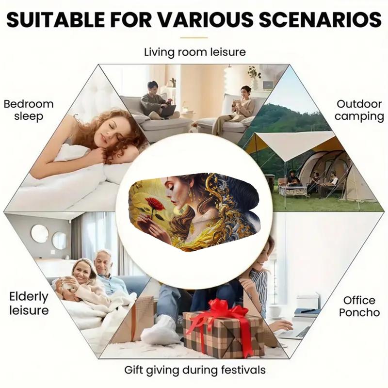 Beauty and Beast Flannel Blanket, Romantic Couple Design, Warm Cozy Throw, Creative Digital Print, Holiday Gift, Multi-Purpose