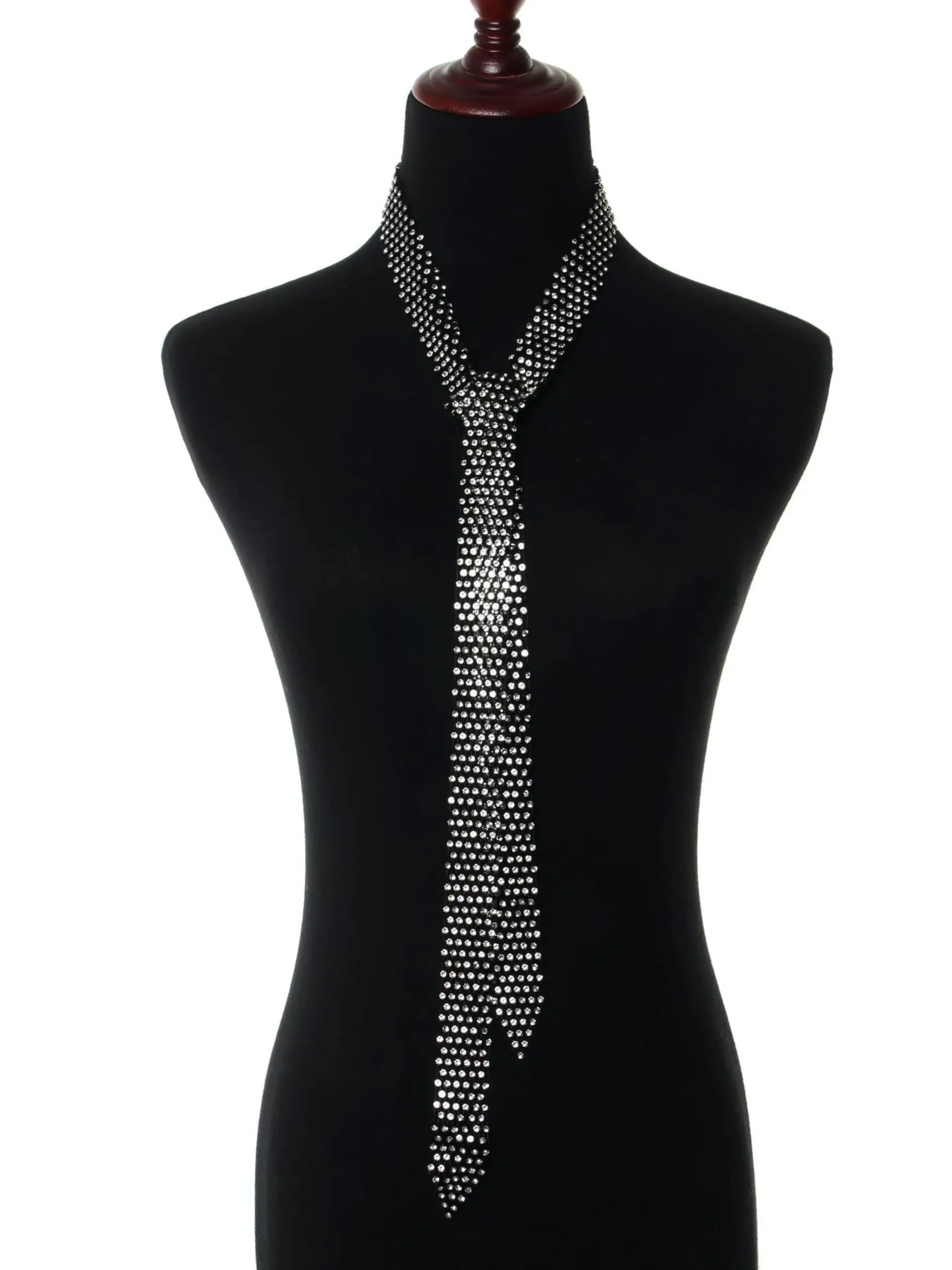 Trendy Rhinestone Mesh Tie, Sparkling Nightclub Fashion Accessory, Bold Statement Piece for Party Lovers, Eye-Catching Design