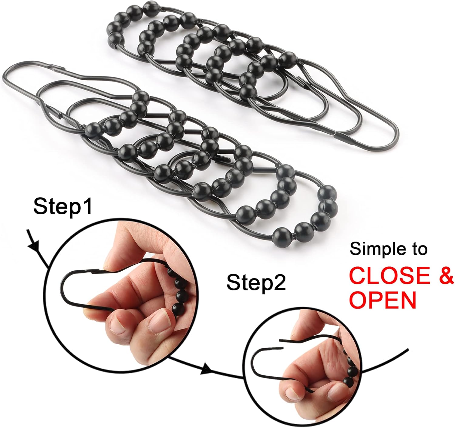 Shower Curtain Hooks Rings, Rustproof Metal Shower Curtain Rings for Bathroom Shower Rods Curtains - Set of 12, Matte Black 2026 new
