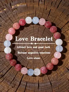 Attract Wealth Crystal Bracelet, Wood Grain Beaded Handmade Jewelry, Dispels Negative Energy, Symbolizes Beautiful Love, Healing Crystal Beads