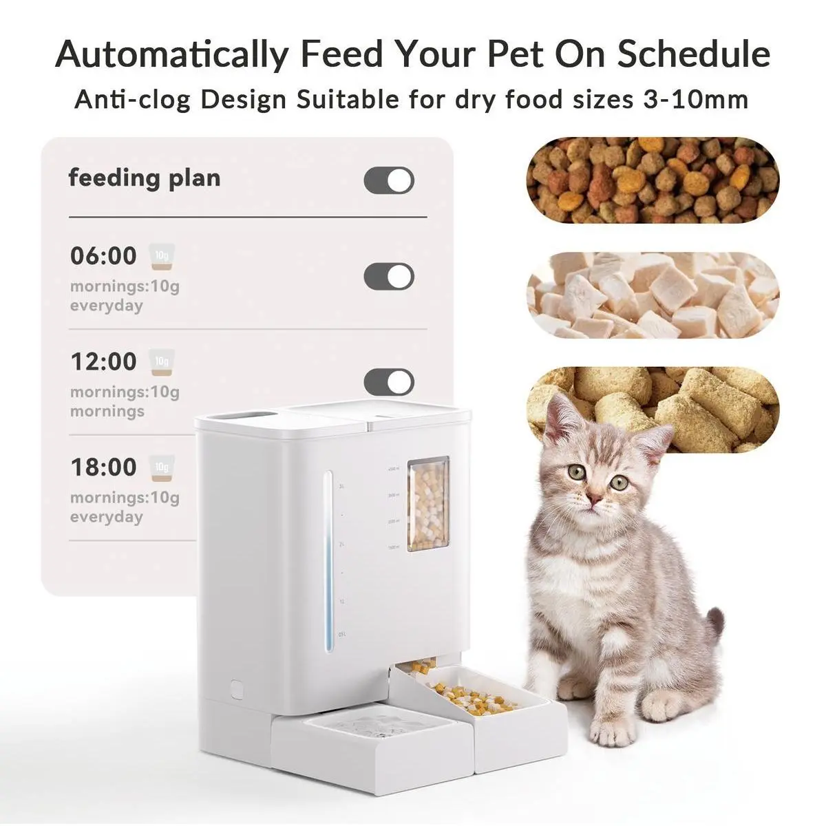 Waithem WiFi Smart 2-in-1 Pet Feeder and Water Dispenser for Dogs & Cats, App Control Auto Feed/Water, 2-Week Long Storage Capacity, App Remote Operation, Detachable & Washable, Moisture-Proof