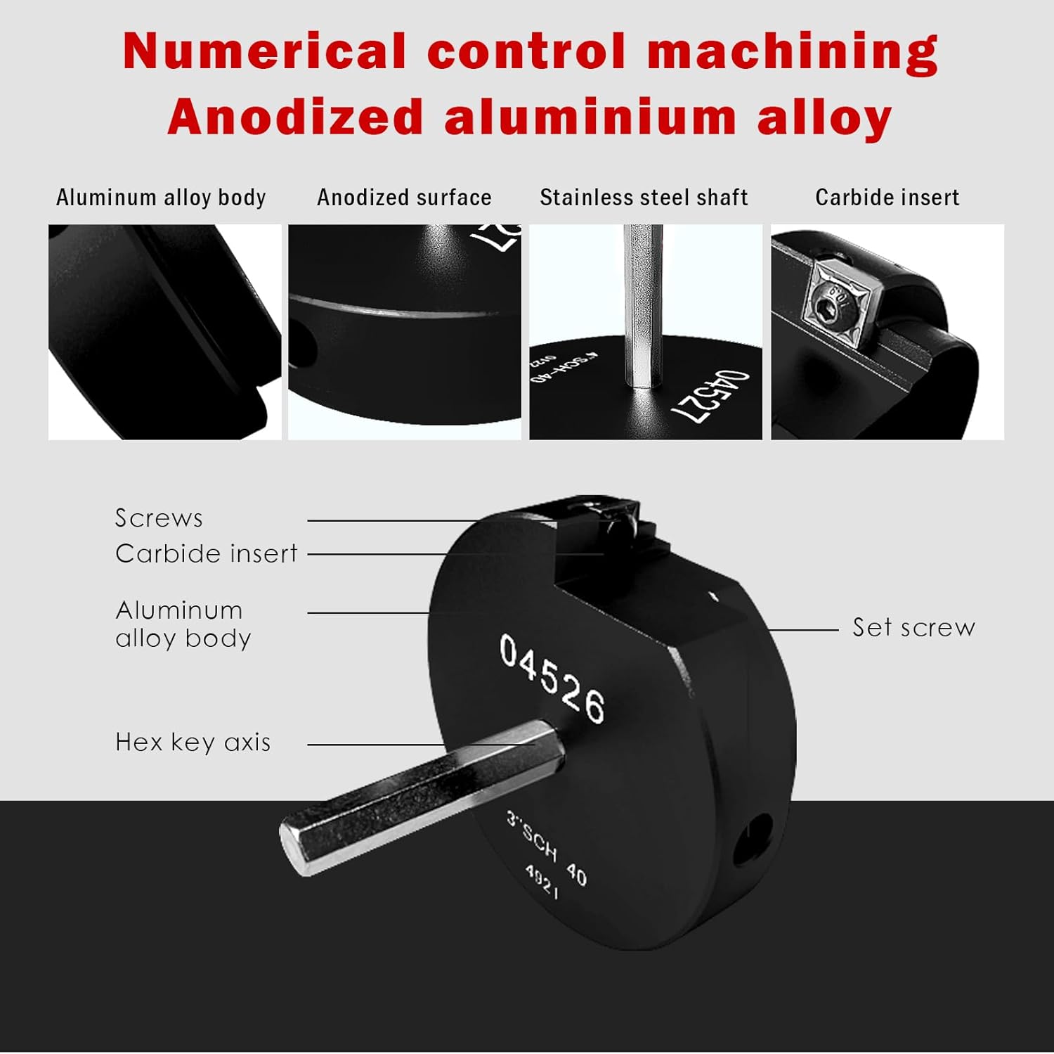 04529 for PPRK6 Plastic Pipe Fitting Reamer,PVC Pipe Reamer Kit Contains 3/4",1",1-1/2",2",3",4"  . PVC Socket Saver Fit into Standard 1/2" Drill for CPVC, PPR or ABS