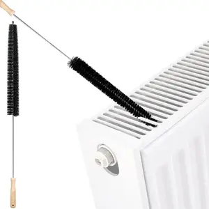 Flexible Radiator Cleaner Brush with Wooden Handle, Long Reach Flexible Duster for Efficient Cleaning of Home Appliances, Cars, and More