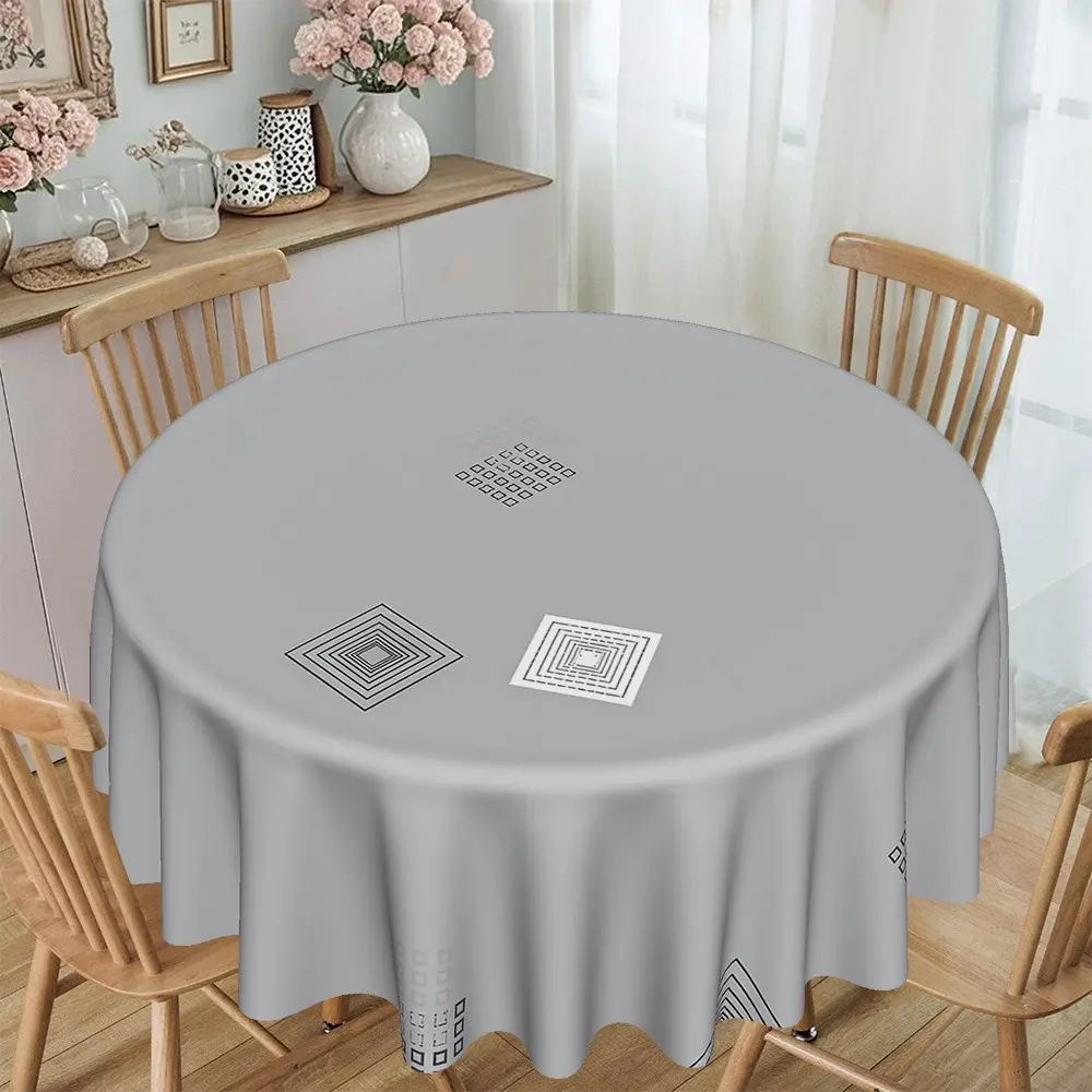 Modern Geometric Round Tablecloth, 120g/m² Polyester, Furniture Protector, Party Decor, Suitable for Hotel, Restaurant, Home