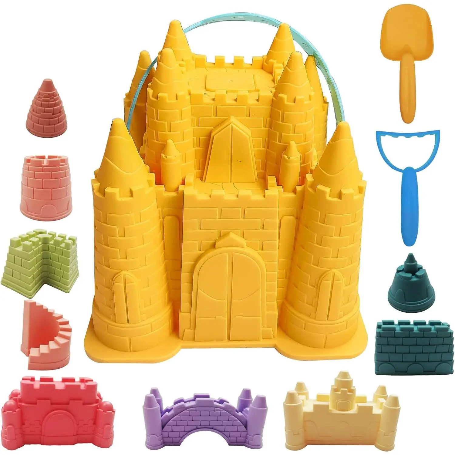 Beach and Sand Castle Kit, 12 PCS Sand Toys for Kids Outdoor with Sand Castle Bucket, Molds, Rake and Shovel, Great Toys for Beachfidget toys