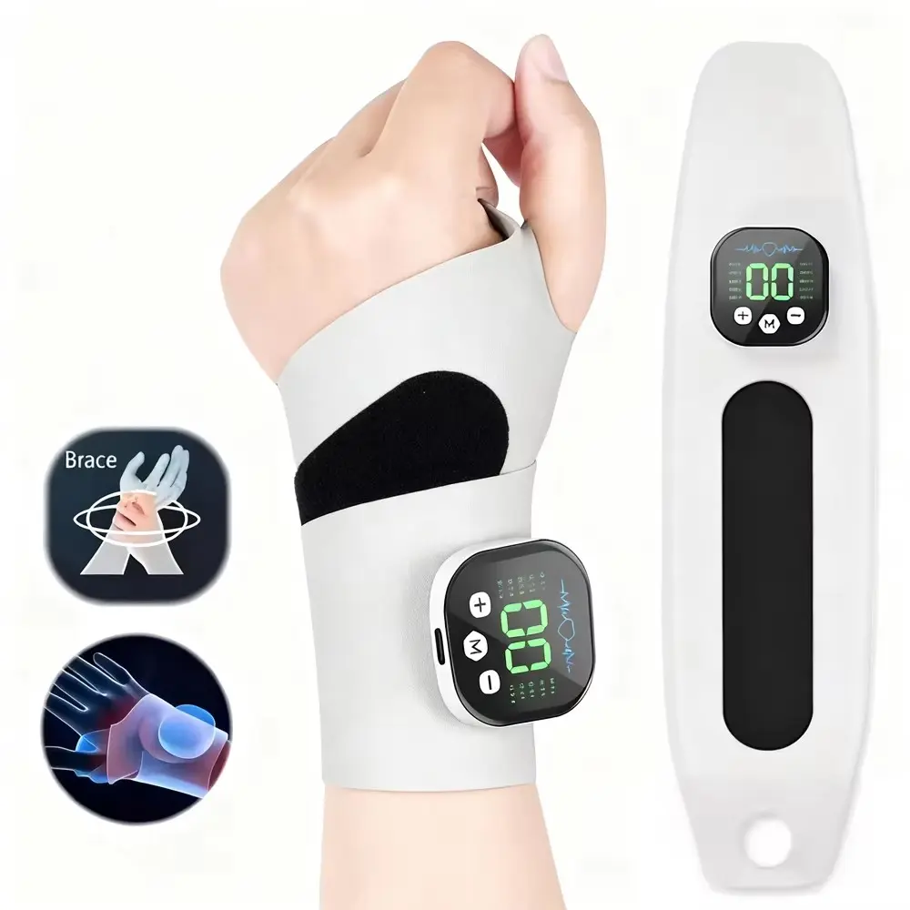 Electric Wireless EMS Hand and Wrist Massager, 10 Modes 29 Levels Adjustable, Rechargeable, Relieves Muscle Fatigue, for Office Workers and Athletes