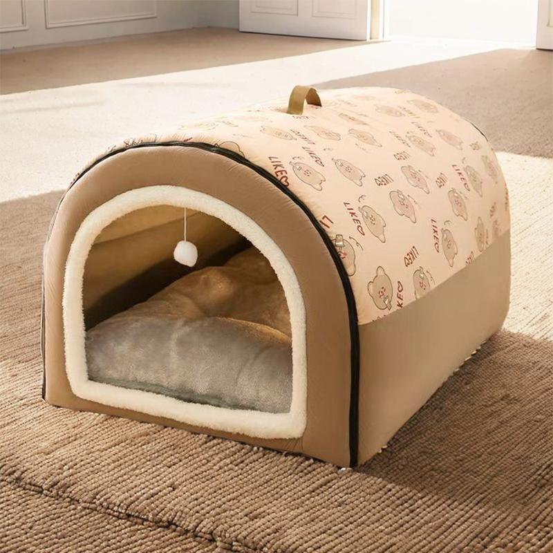 Warm Winter Dog House Mat Detachable Plush Cotton Puppy Shelter Washable Large Dog Bed House Comfortable Winter Cat Bed Castle Dogs Cats Pet Supplies