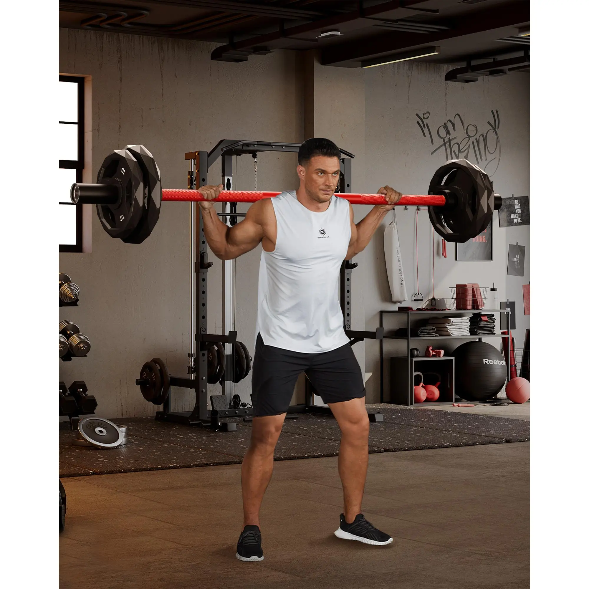 7ft Olympic Barbell Only, 1500LB max load, 44LB bar, 28mm grip with smooth needle bearings & hard chrome finish. Fits 2" weight plates for squats, deadlifts and bench press training