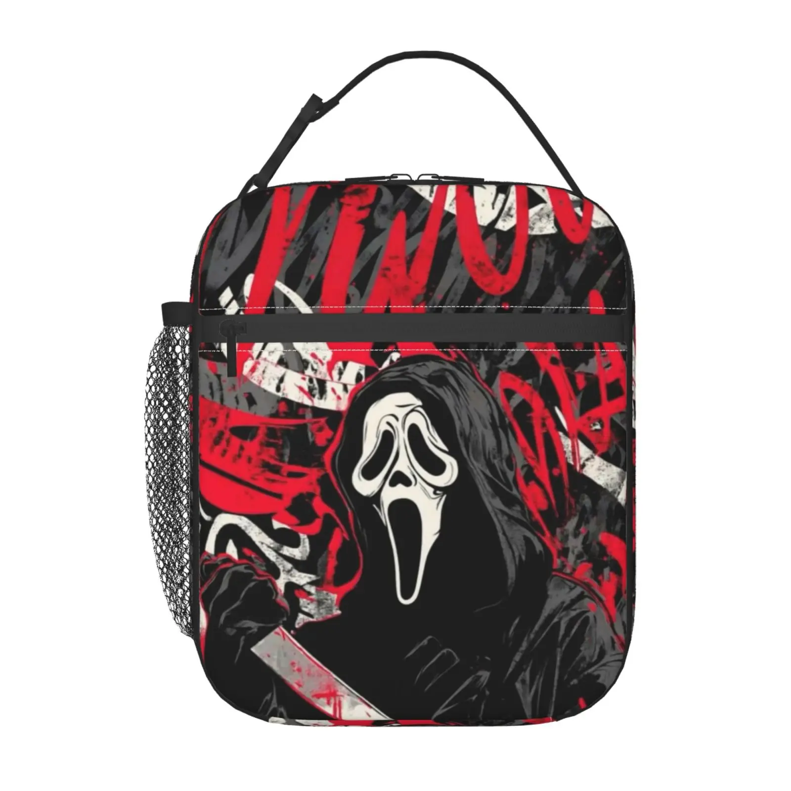 ghostface2 Lunch Box, Anime lunchbag Cartoon Print Lunch Bag, Insulated Handbag For Work, School, Travel and Picnics, Kids Boys Girls Reusable Portable Hot Cold Tote Bag, Unisex Non Food Contacy Lunchbox for Home Beach Fishing, Perfect Gift