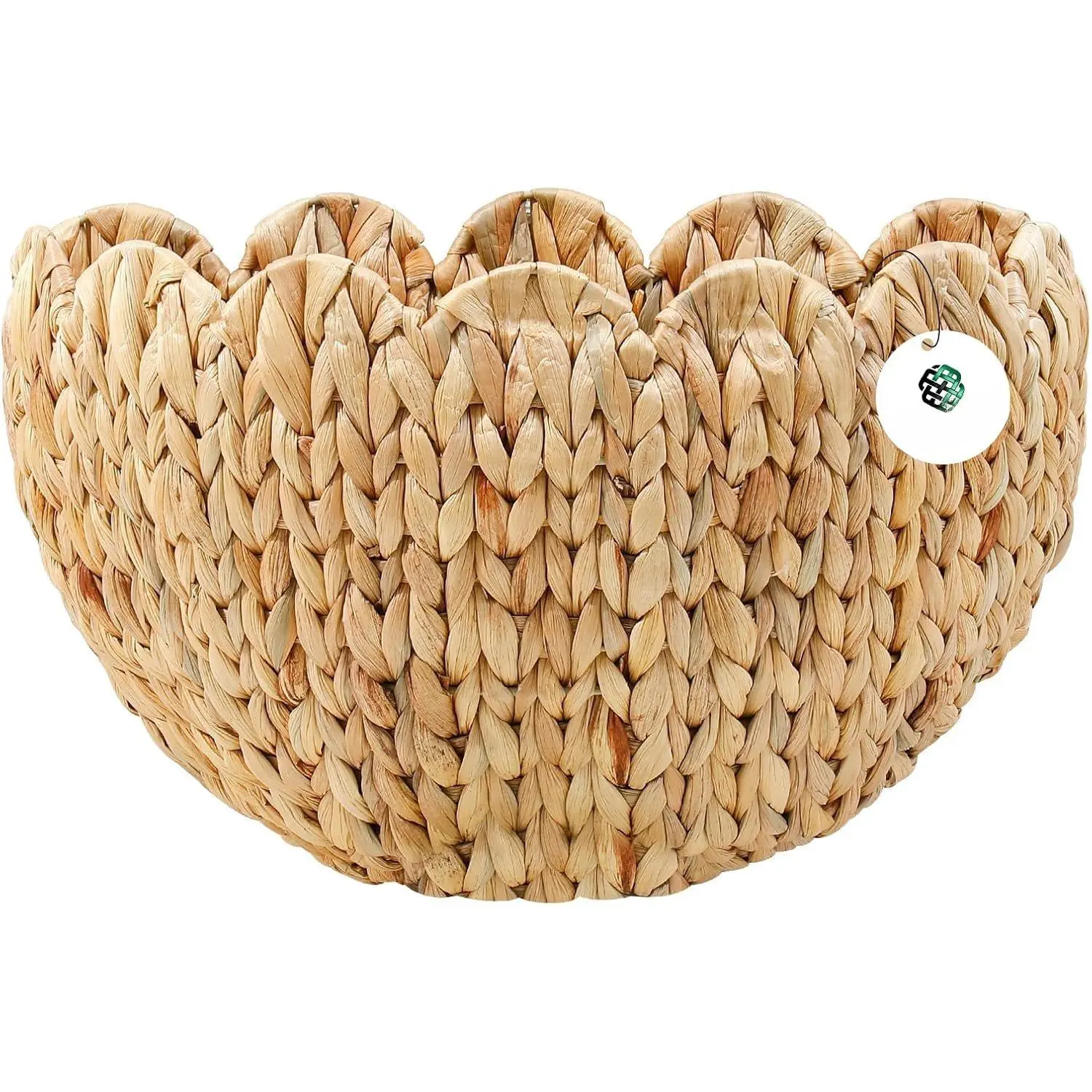 Wicker Wall Basket,Scalloped  Basket, Large-Size | Boho Rattan Basket for Front Door, Mail,Stuffed , Wall Decor,  Water Hyacinth