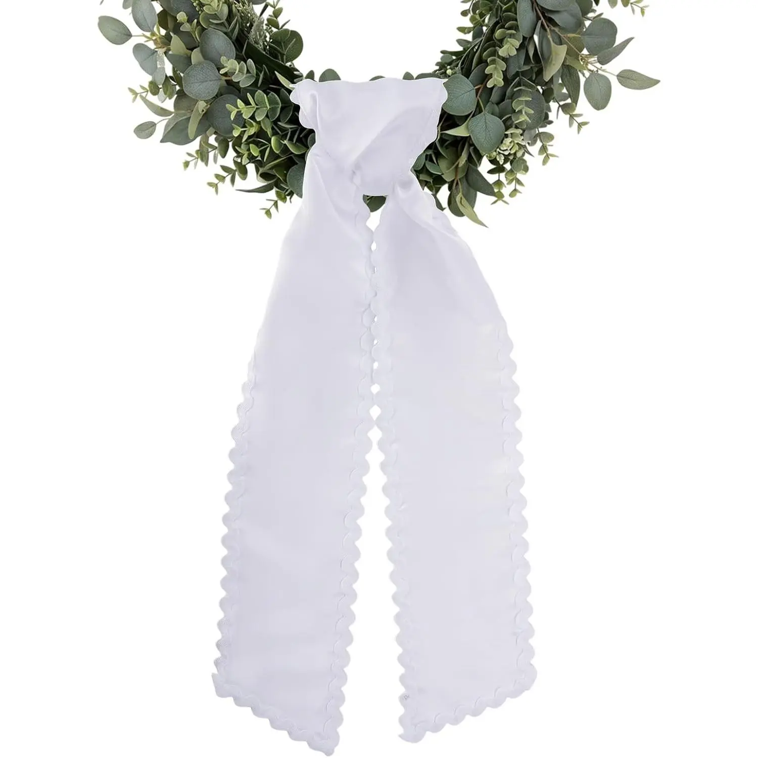 Tongcloud White Wreath Sash Ribbon for Front Door & Yard Decor