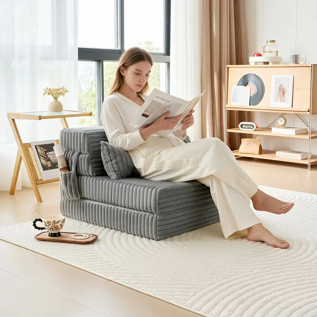 Mini Recliner Sofa Bed Chair - Compressed Indoor Furniture, Couch for Bedroom, Space-Saving Seating for Small Living Rooms