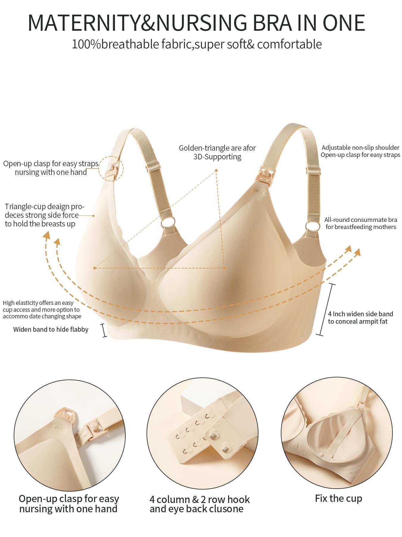 Maternity's Solid Adjustable Strap Bra, Casual Comfortable Breathable Bra for All Seasons, Maternity Lingerie for Daily Wear