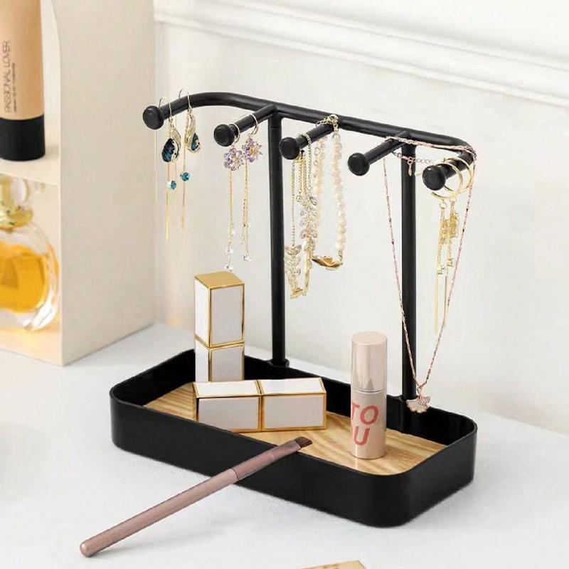 1/2pcs Jewelry Display Rack Organizer for Home, Wooden Necklace Ring Earring Holder, Chic Accessory Storage Stand, Bedroom Storage Organizer