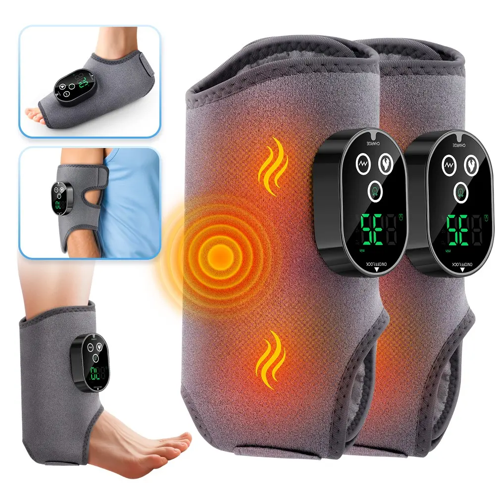 2PCS 2-in-1 Foot & Ankle Heated Massager, 3 Modes, 3 Vibration Levels, 6 Heat Settings, 3000mah Battery, Long Lasting, Easy Wear, Perfect Gift, Portable Massagers