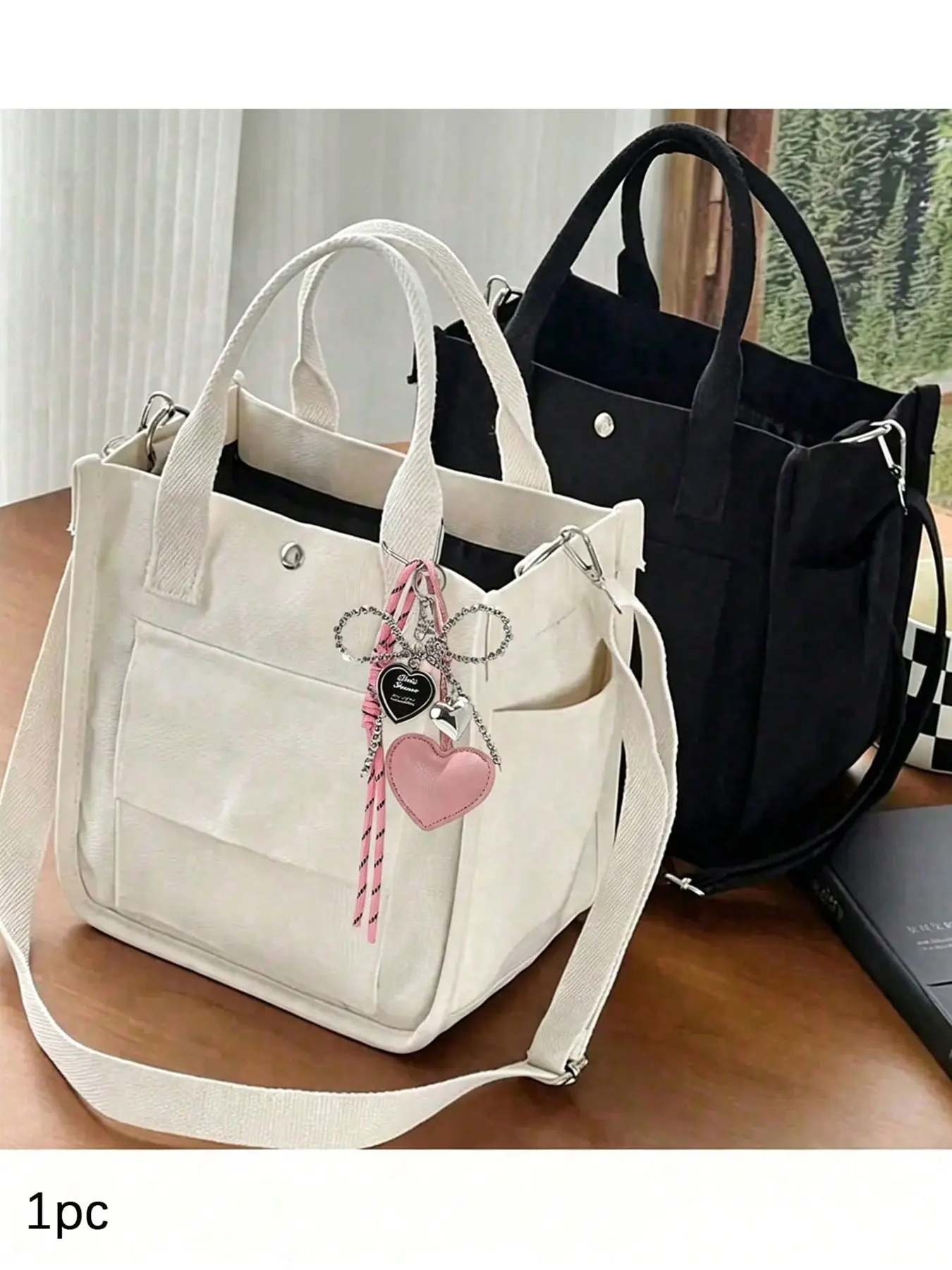 Casual and minimalist style with a lazy and practical texture handbag, featuring a heart-shaped bow and woven rope pendant design, a casual everyday bag, a versatile and fashionable single shoulder crossbody bag with multiple backs