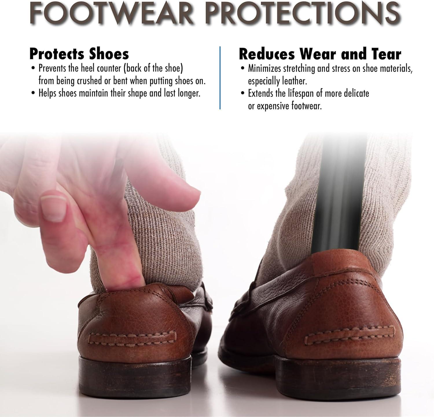 2-Pack Plastic Shoe Horns Set – 17.7" Extra Long Handle for Elderly & 10" Portable Travel Size, Long Handle Shoehorn for Men, Women, Kids, Ideal Gift for Seniors