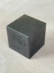 High-Quality Shungite Cube, Polished Home Decorative Stone, Square Ornament for Desk Display, Small Natural Stone, Bohemian Style Decorative Stone
