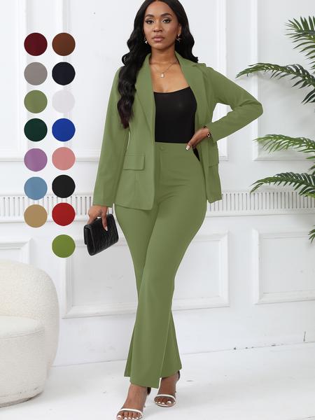 New Women's Elegant 2-Piece Suit Set, Long Sleeve Fitted Blazer with Matching Trousers, Stylish Office Wear for Modern Women,Business Casual Outfits