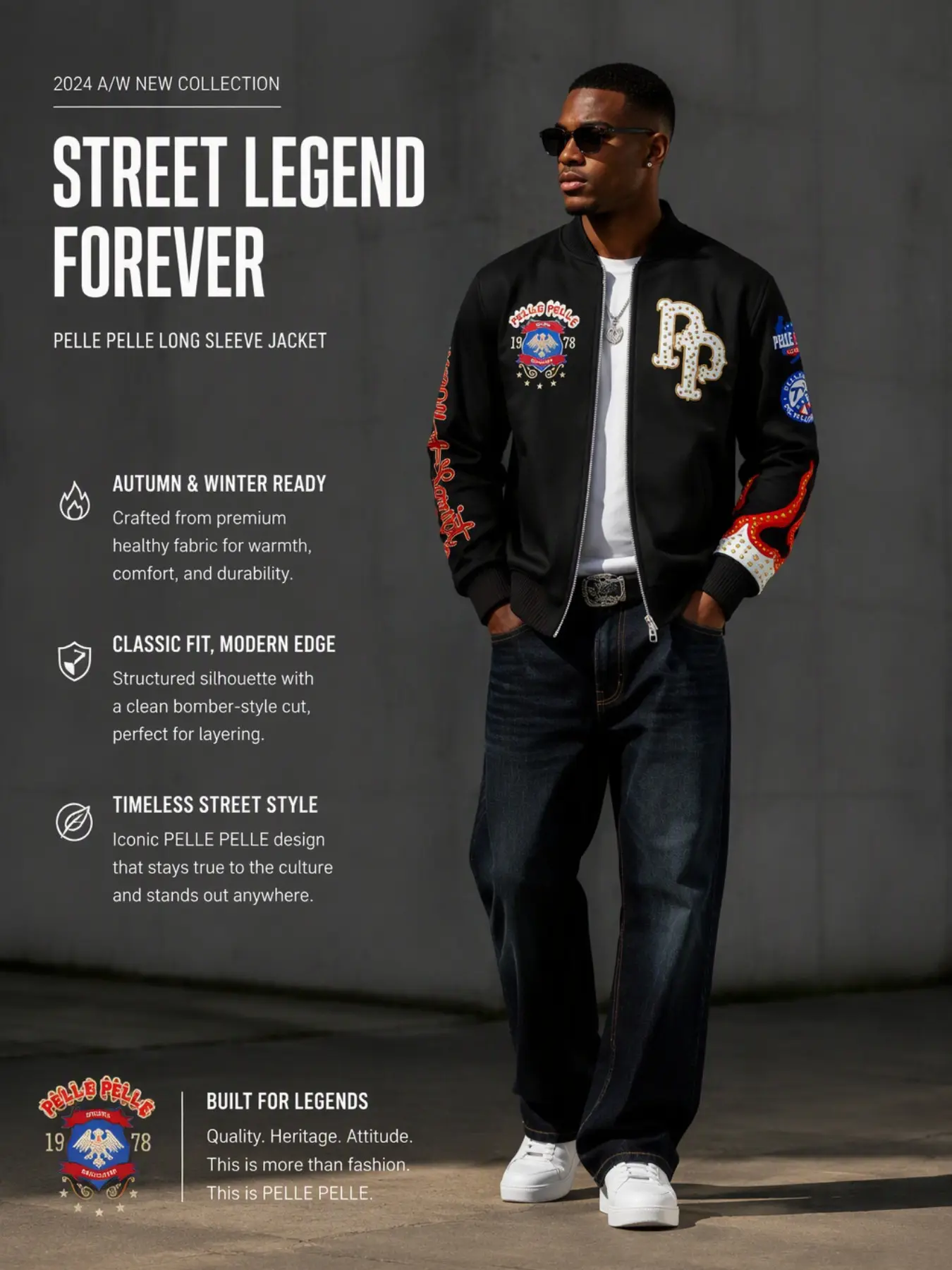 Men's Flame Sleeve Full Zip Bomber Jacket, Vintage Letter Print, Baseball Collar Windproof, Gothic Team Streetwear, Fall Winter Outerwear