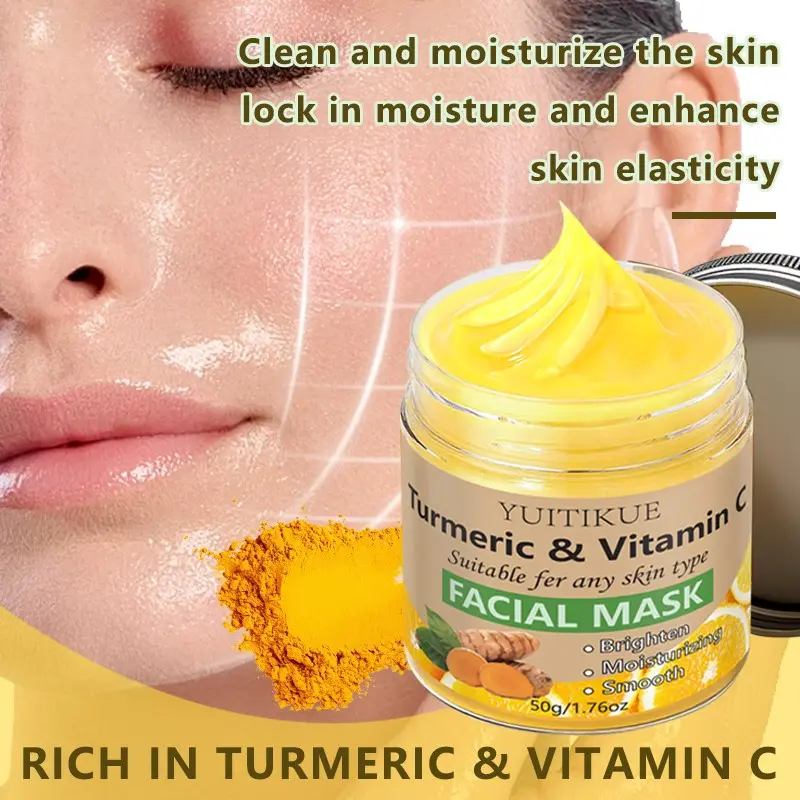 Turmeric Vitamin C Peel off Mask, Brightening Facial Care, Enhances Skin Glow, Skincare Treatment, 50g, Whitening Face Mask