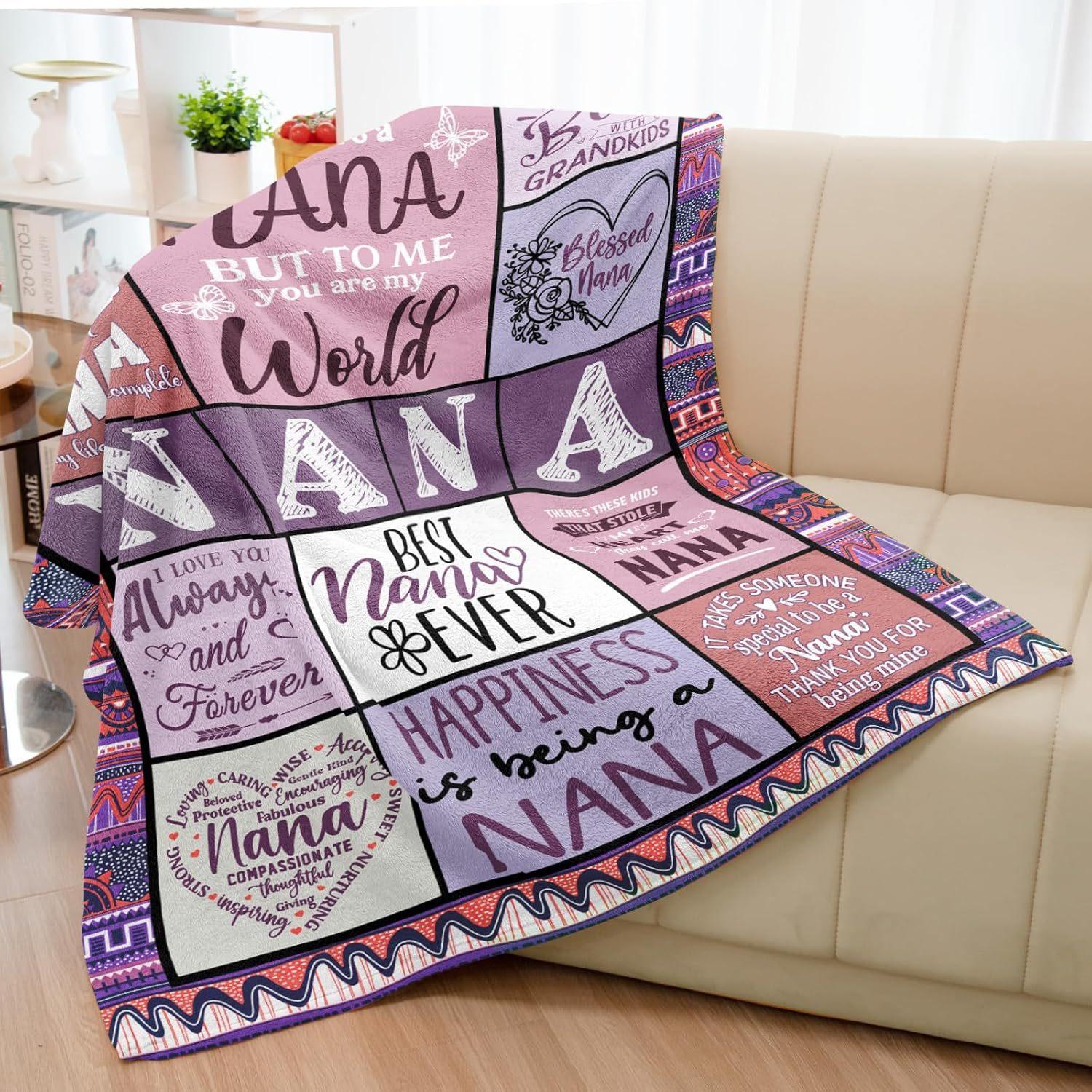 1pc280gsm Nana Gifts, Gifts for Nana, Nana Gifts Blanket for Grandma, Gifts for Nana Birthday from Granddauther Grandson, Birthday Gifts for Nana, Best Nana Gifts