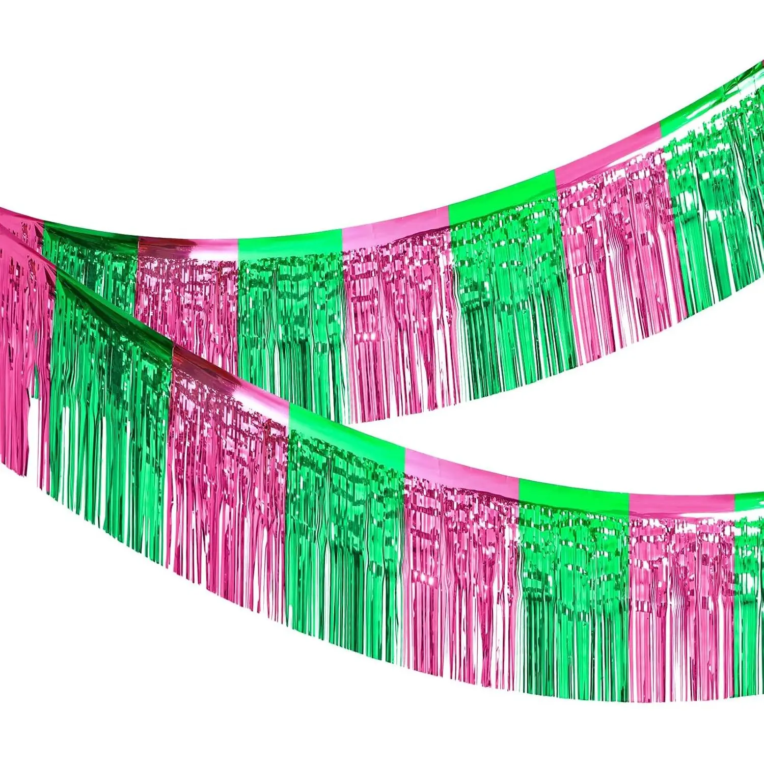 Halloween Fringe Garland Foil Fringe Banners Green  Wall  Tinsel Streamers for  Princess Halloween Party Decorations Parade Float Supplies(1.25 x 20 Ft)
