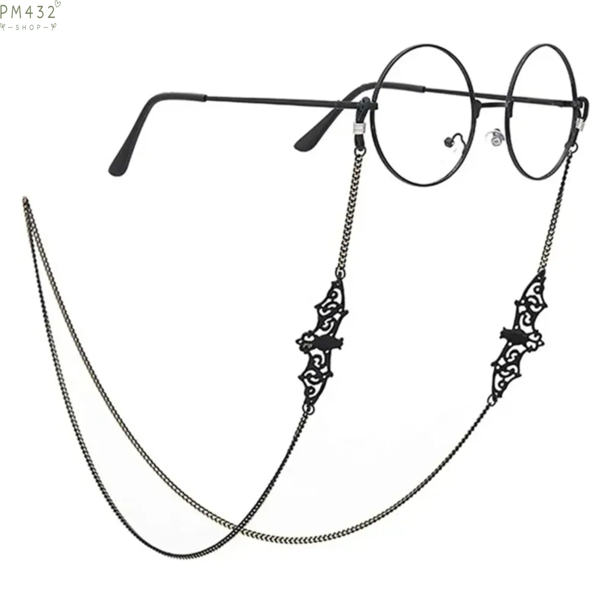 Women's Bat Charm Beaded Copper Eyeglass Holder Chain - 75cm Hollow Links Glasses Strap, Stylish Sunglasses Neck Cord, Fashion Costume Jewelry Accessory for Daily Wear & Travel, Beaded Chain