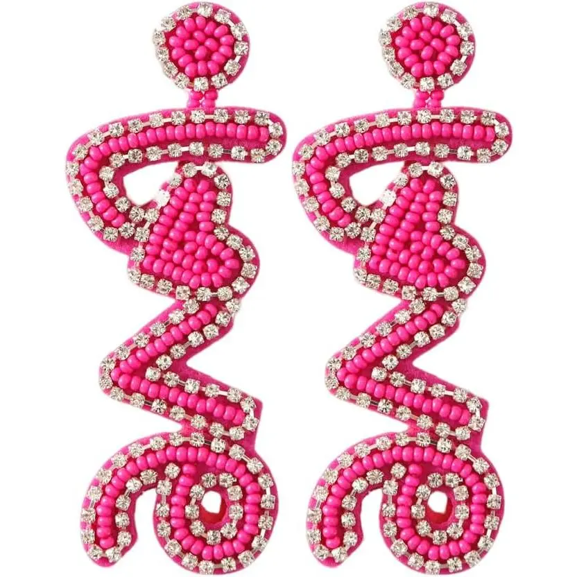 Valentine's Day Bead Love Earrings for Women,  Love Dangle Earrings Fashion   for Her Date Night Party Accessories